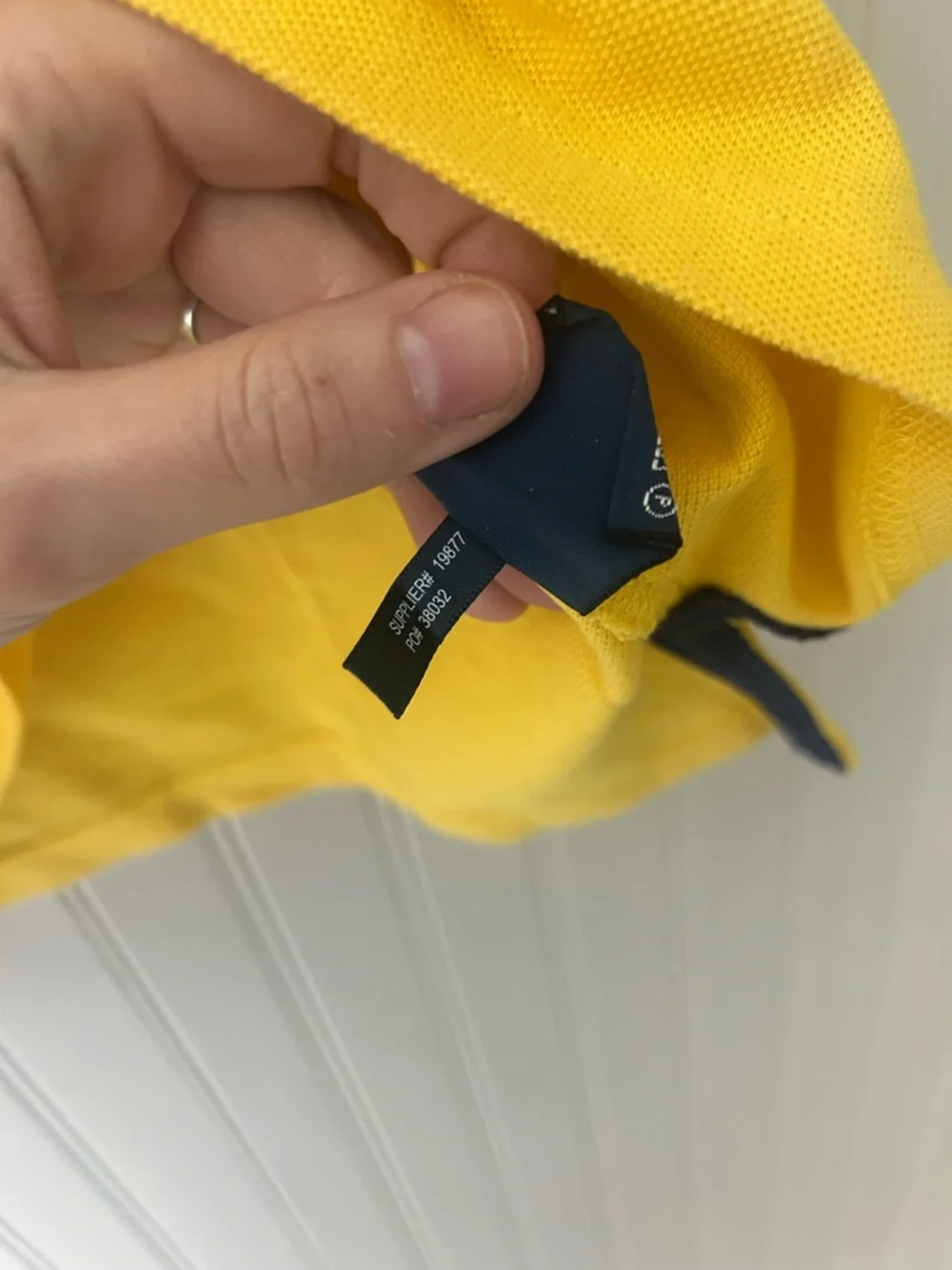 Y2K Ralph Lauren Men’s Medium Yellow Polo Shirt with Navy Big Pony - Picture 6 of 10